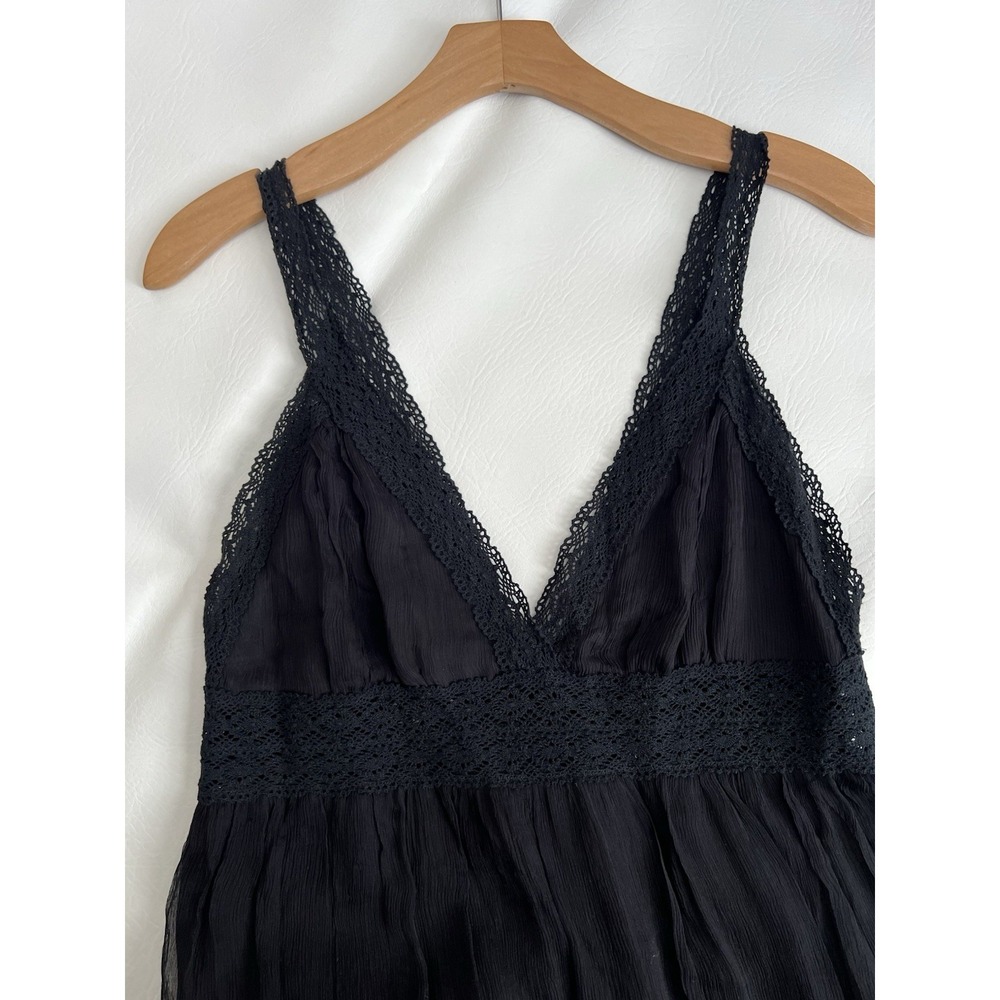 Vintage Forever 21 Black Babydoll Dress Size M Silk Whimsigoth Fairy Coquette - Picture 8 of 11
